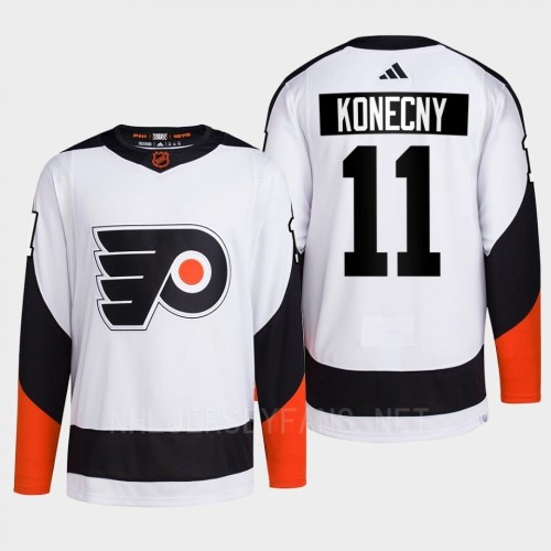 Men's Philadelphia Flyers #11 Travis Konecny White 2022 Reverse Retro Primegreen Jersey