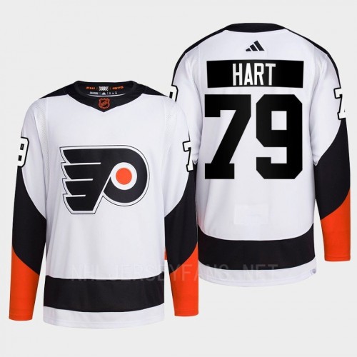 Men's Philadelphia Flyers #79 Carter Hart White 2022 Reverse Retro Primegreen Jersey