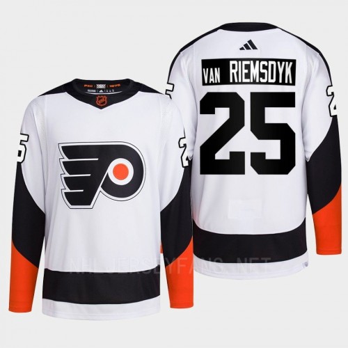 Men's Philadelphia Flyers #25 James van Riemsdyk White 2022 Reverse Retro Primegreen Jersey