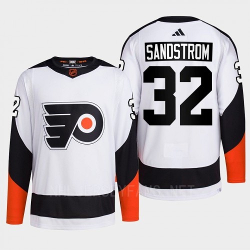 Men's Philadelphia Flyers #32 Felix Sandstrom White 2022 Reverse Retro Primegreen Jersey