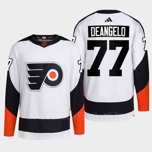 Men's Philadelphia Flyers #77 Tony DeAngelo White 2022 Reverse Retro Primegreen Jersey