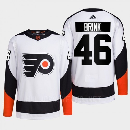 Men's Philadelphia Flyers #46 Bobby Brink White 2022 Reverse Retro Primegreen Jersey