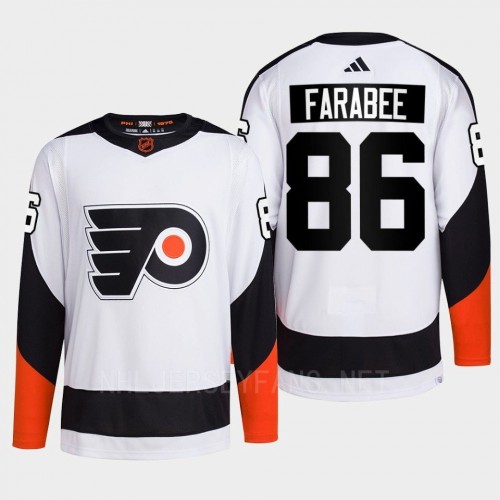 Men's Philadelphia Flyers #86 Joel Farabee White 2022 Reverse Retro Primegreen Jersey