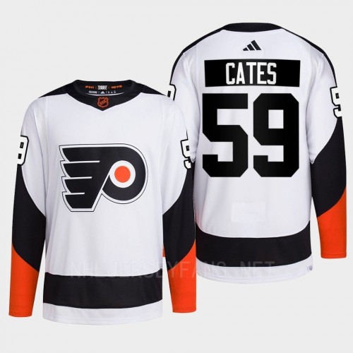 Men's Philadelphia Flyers #59 Jackson Cates White 2022 Reverse Retro Primegreen Jersey