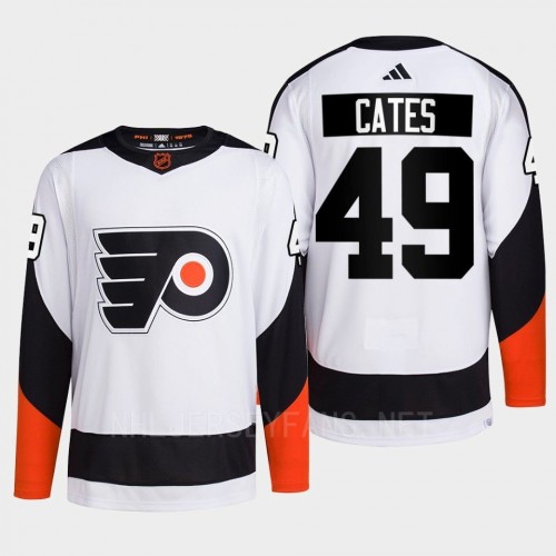 Men's Philadelphia Flyers #49 Noah Cates White 2022 Reverse Retro Primegreen Jersey