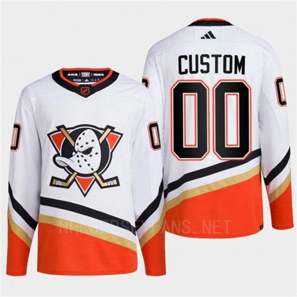 Men's Youth Anaheim Ducks Custom White 2022 Reverse Retro Primegreen Jersey