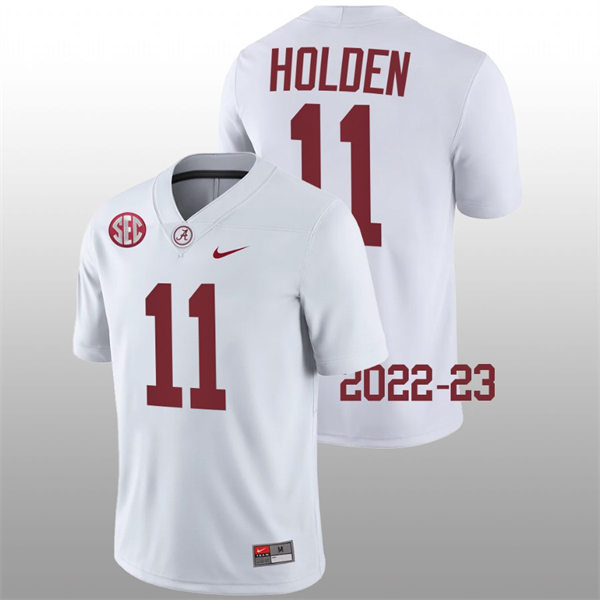 Men's Youth Alabama Crimson Tide #11 Traeshon Holden Nike White College Game Football Jersey