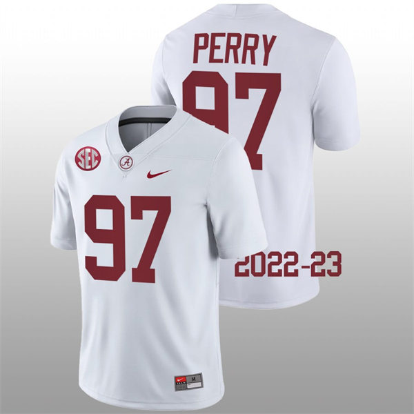 Men's Youth Alabama Crimson Tide #97 Khurtiss Perry Nike White College Game Football Jersey