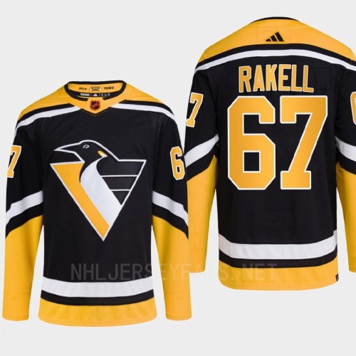 Men's Pittsburgh Penguins #67 Rickard Rakell Black 2022 Reverse Retro Primegreen Jersey