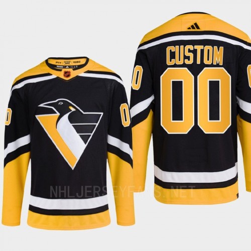 Men's Youth Pittsburgh Penguins Custom Black 2022 Reverse Retro Primegreen Jersey