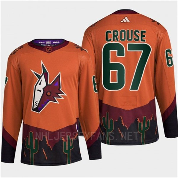 Men's Arizona Coyotes #67 Lawson Crouse Orange Maroon 2022 Reverse Retro Primegreen Jersey