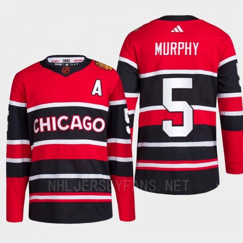 Men's Chicago Blackhawks #5 Connor Murphy Red Black 2022 Reverse Retro Primegreen Jersey