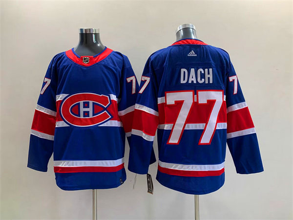 Men's Montreal Canadiens #77 Kirby Dach Blue 2021 Season Reverse Retro Jersey