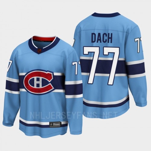 Men's Montreal Canadiens #77 Kirby Dach Blue 2022 Reverse Retro Primegreen Jersey