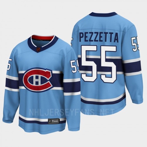 Men's Montreal Canadiens #55 Michael Pezzetta Blue 2022 Reverse Retro Primegreen Jersey