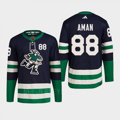 Men's Vancouver Canucks #88 Nils Aman Navy 2022 Reverse Retro Primegreen Jersey