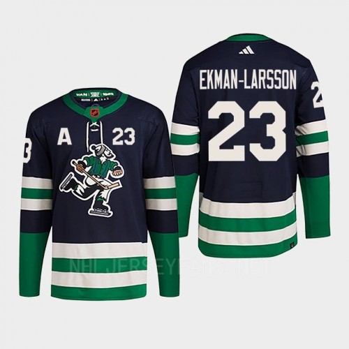 Men's Vancouver Canucks #23 Oliver Ekman-Larsson Navy 2022 Reverse Retro Primegreen Jersey