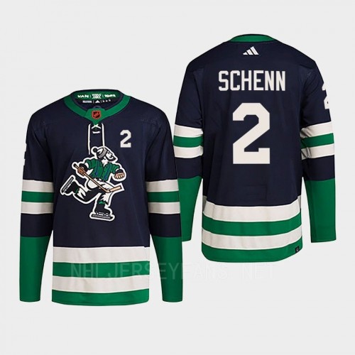 Men's Vancouver Canucks #2 Luke Schenn Navy 2022 Reverse Retro Primegreen Jersey