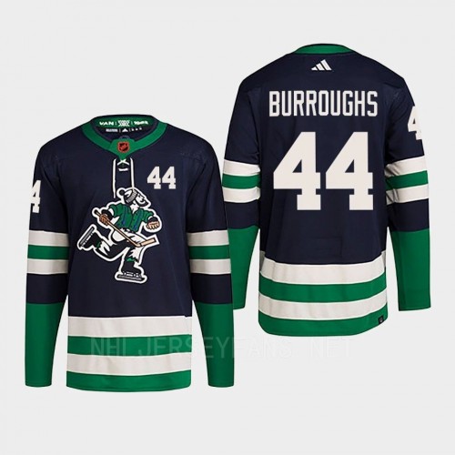 Men's Vancouver Canucks #44 Kyle Burroughs Navy 2022 Reverse Retro Primegreen Jersey