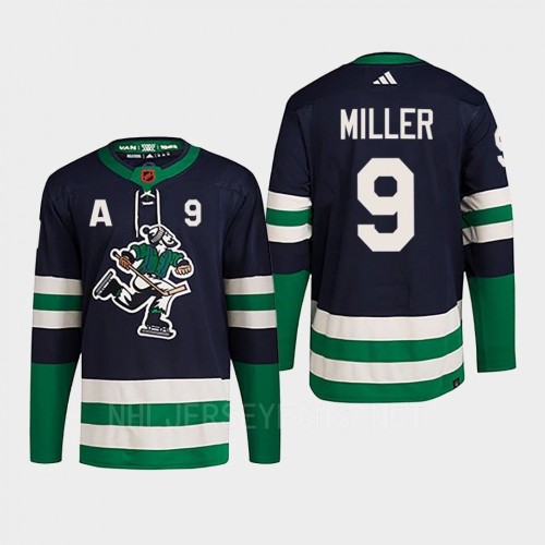 Men's Vancouver Canucks #9 J.T. Miller Navy 2022 Reverse Retro Primegreen Jersey