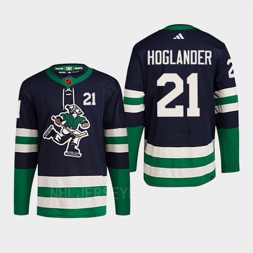 Men's Vancouver Canucks #21 Nils Hoglander Navy 2022 Reverse Retro Primegreen Jersey