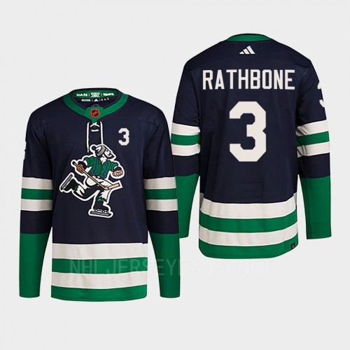 Men's Vancouver Canucks #3 Jack Rathbone Navy 2022 Reverse Retro Primegreen Jersey