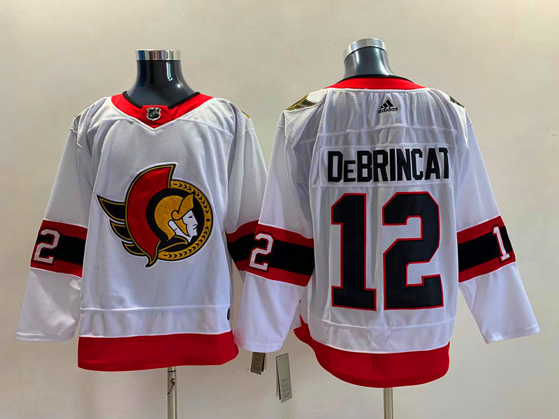 Men's Ottawa Senators #12 Alex DeBrincat Adidas White Away Player Jersey
