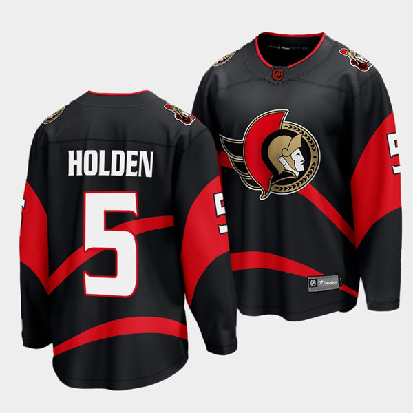 Men's Ottawa Senators #5 Nick Holden Black 2022 Reverse Retro Primegreen Jersey