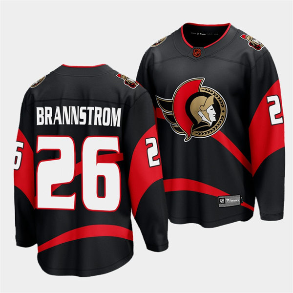 Men's Ottawa Senators #26 Erik Brannstrom Black 2022 Reverse Retro Primegreen Jersey