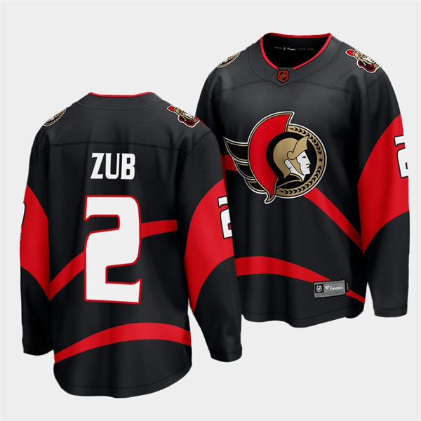 Men's Ottawa Senators #2 Artyom Zub Black 2022 Reverse Retro Primegreen Jersey