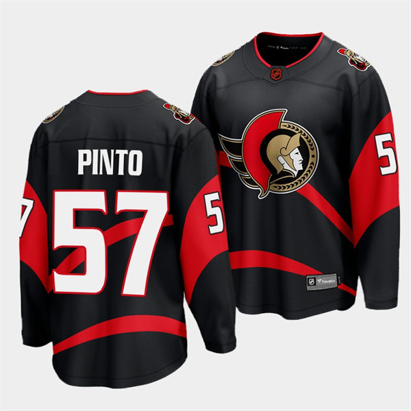Men's Ottawa Senators #57 Shane Pinto Black 2022 Reverse Retro Primegreen Jersey