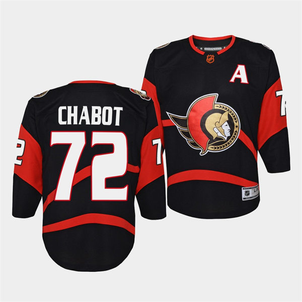 Youth Ottawa Senators #72 Thomas Chabot Black 2022 Reverse Retro Primegreen Jersey