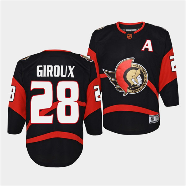 Youth Ottawa Senators #28 Claude Giroux Black 2022 Reverse Retro Primegreen Jersey