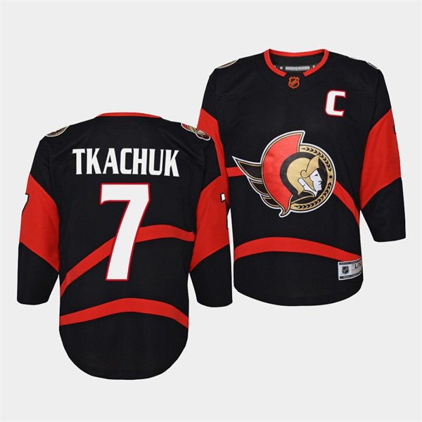 Youth Ottawa Senators #7 Brady Tkachuk Black 2022 Reverse Retro Primegreen Jersey