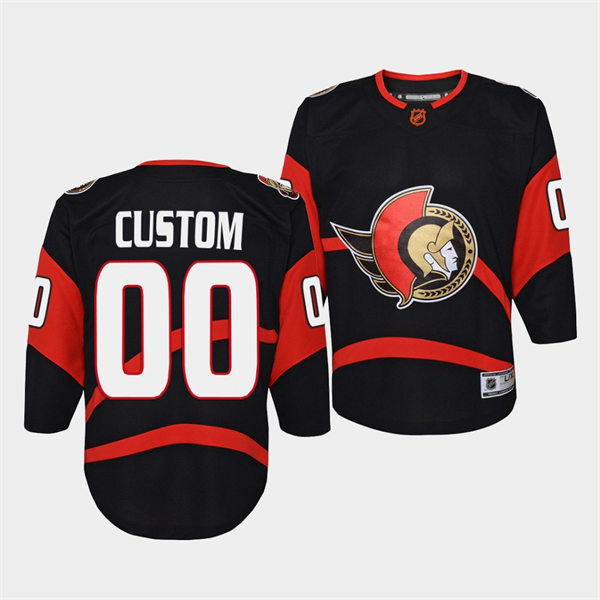 Youth Ottawa Senators Custom Black 2022 Reverse Retro Primegreen Jersey