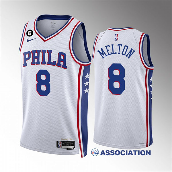 Mens Philadelphia 76ers #8 De'Anthony Melton White 2022-23 Association Edition Authentic Player Jersey