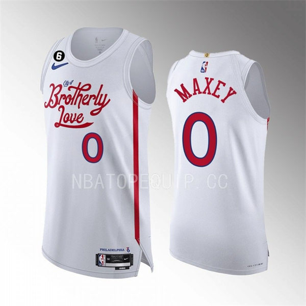 Mens Philadelphia 76ers #0 Tyrese Maxey White 2022-23 City Edition Authentic Player Jersey