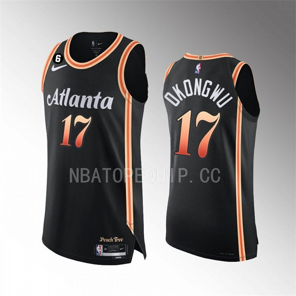 Mens Atlanta Hawks #17 Onyeka Okongwu Black 2022-23 City Edition Swingman Jersey