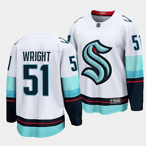 Mens Seattle Kraken #51 Shane Wright Adidas Away White Jersey