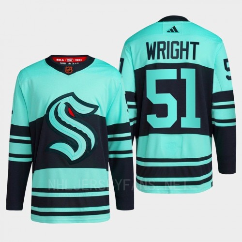 Mens Seattle Kraken #51 Shane Wright Ice Blue 2022 Reverse Retro Primegreen Jersey