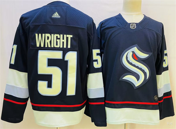 Mens Seattle Kraken #51 Shane Wright Adidas Navy Home Jersey