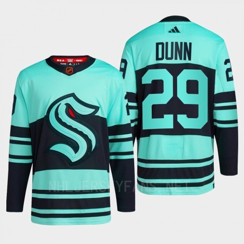 Mens Seattle Kraken #29 Vince Dunn Ice Blue 2022 Reverse Retro Primegreen Jersey