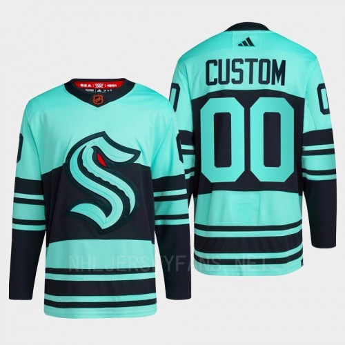 Mens Seattle Kraken Custom Ice Blue 2022 Reverse Retro Primegreen Jersey