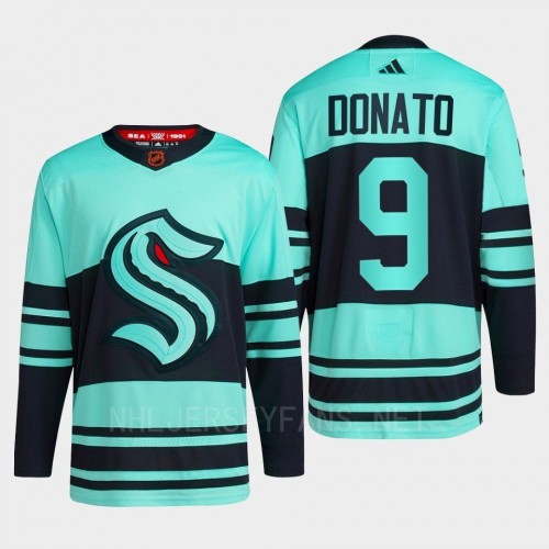 Mens Seattle Kraken #9 Ryan Donato Ice Blue 2022 Reverse Retro Primegreen Jersey