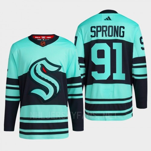 Mens Seattle Kraken #91 Daniel Sprong Ice Blue 2022 Reverse Retro Primegreen Jersey