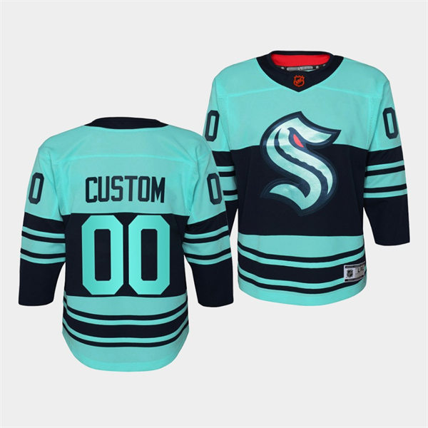 Youth Seattle Kraken Custom Ice Blue 2022 Reverse Retro 2.0 Jersey