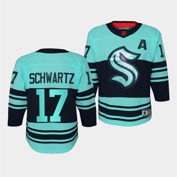 Youth Seattle Kraken #17 Jaden Schwartz Ice Blue 2022 Reverse Retro 2.0 Jersey