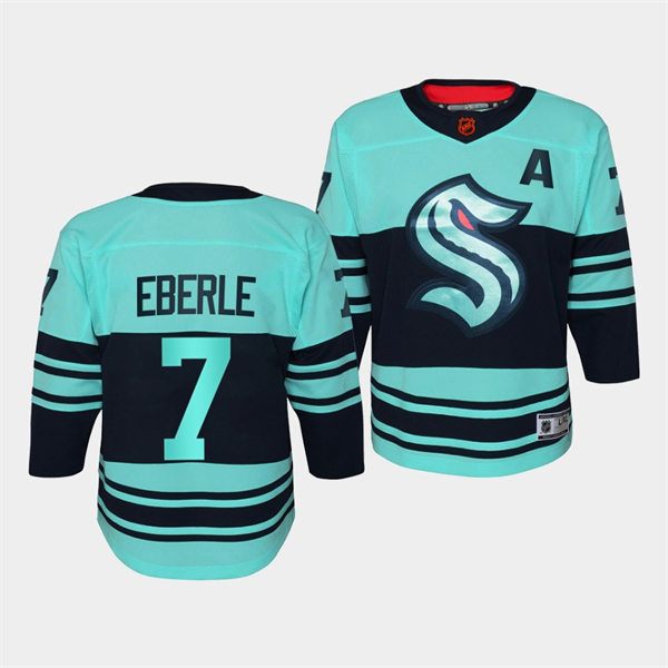 Youth Seattle Kraken #7 Jordan Eberle Ice Blue 2022 Reverse Retro 2.0 Jersey