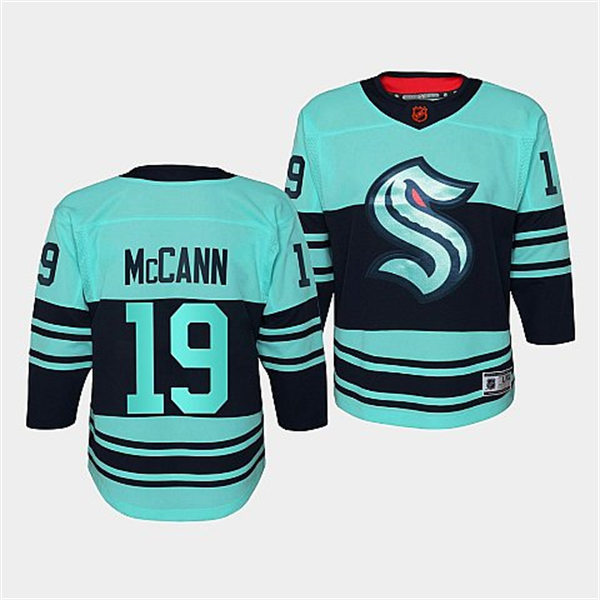 Youth Seattle Kraken #19 Jared McCann Ice Blue 2022 Reverse Retro 2.0 Jersey