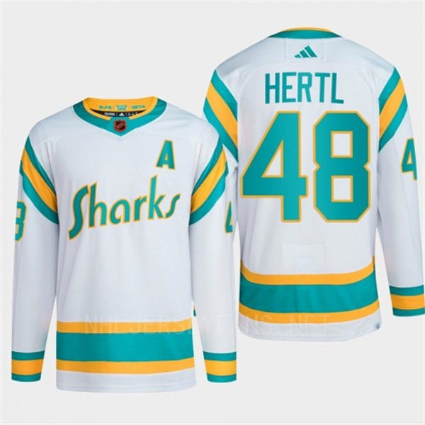 Men's San Jose Sharks #48 Tomas Hertl White 2022 Reverse Retro Primegreen Jersey